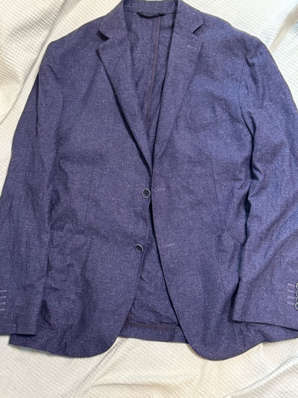 Zanetti Men's purple Textured Two-Button Blazer made in Italy 42R(41)